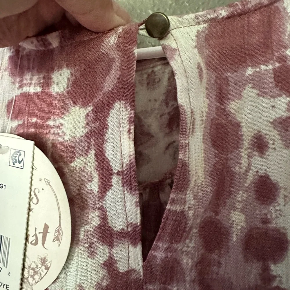 Womens Gypsies & Moondust Tie-dye Top Blouse Boho Shirt Size L Pink & White NWT - Picture 10 of 10